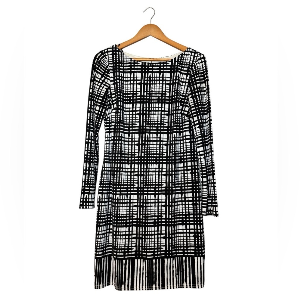 Vince Camuto Black White Striped Sheath Dress Sleeveless Career Work Women’s 8
